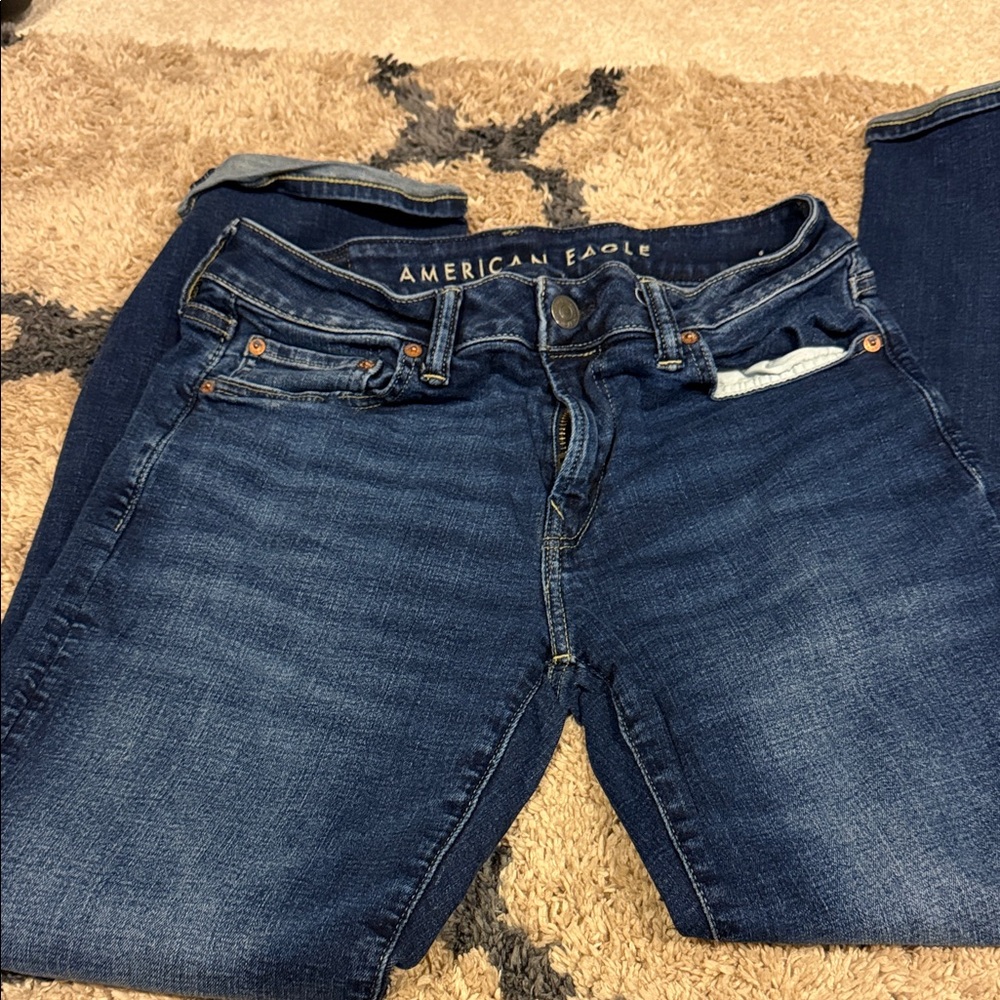 American Eagle Outfitters Men's Dark Blue Bootcut Jeans